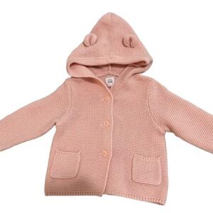 GAP Baby Bear Light Pink Knit Cardigan Sz 6-12 Months NWT Baby Girl